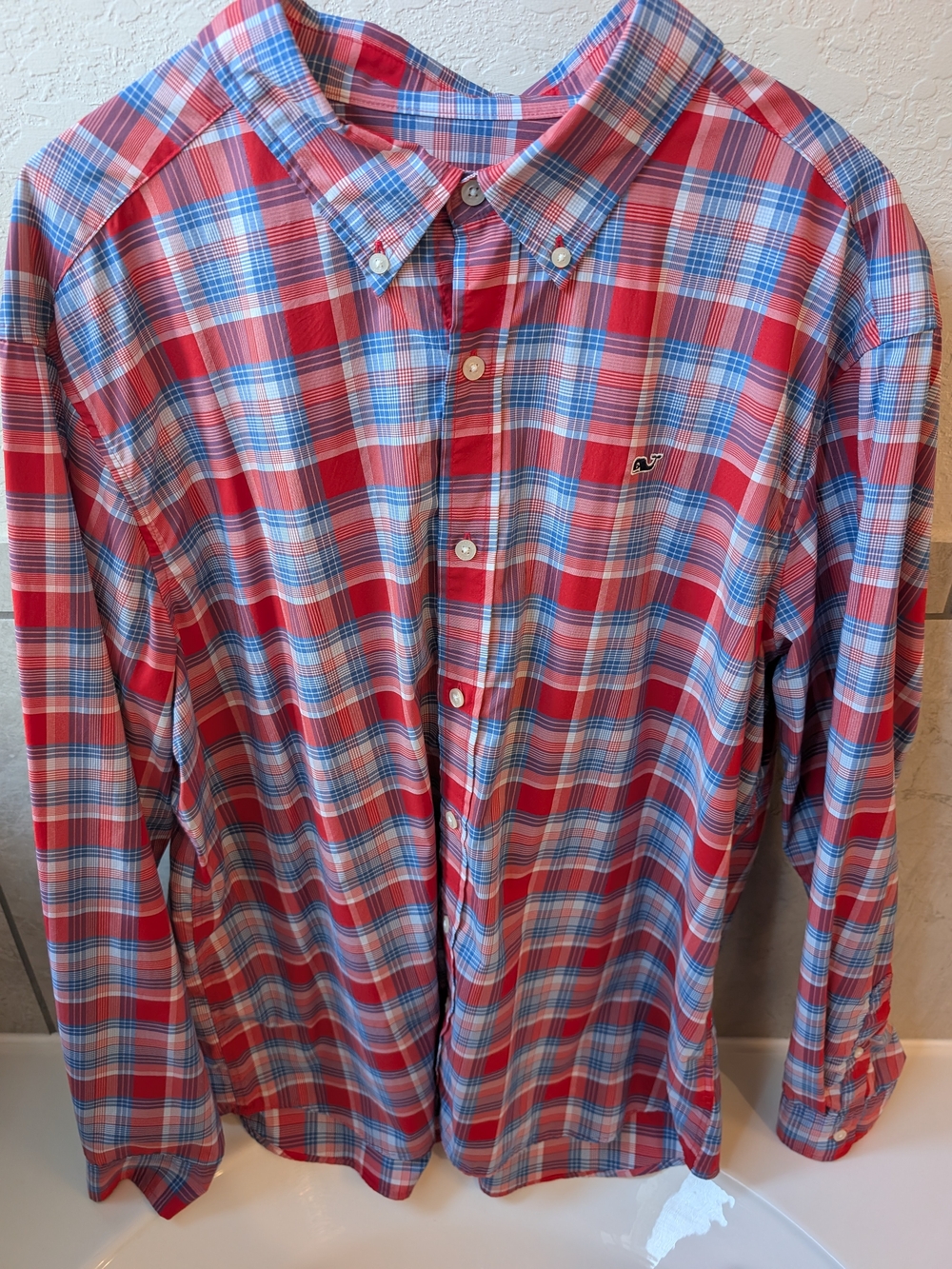 Vineyard Vines Red and Blue Plaid Button-Down Shirt